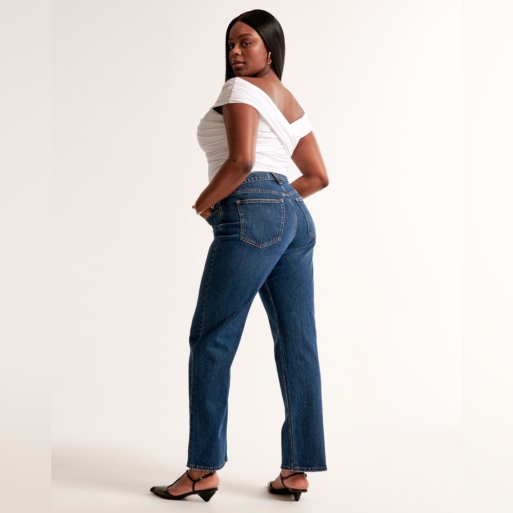 Abercrombie Curve Love High Rise Vintage Straight Mid Wash Jean Size 4/27 long - Picture 5 of 11